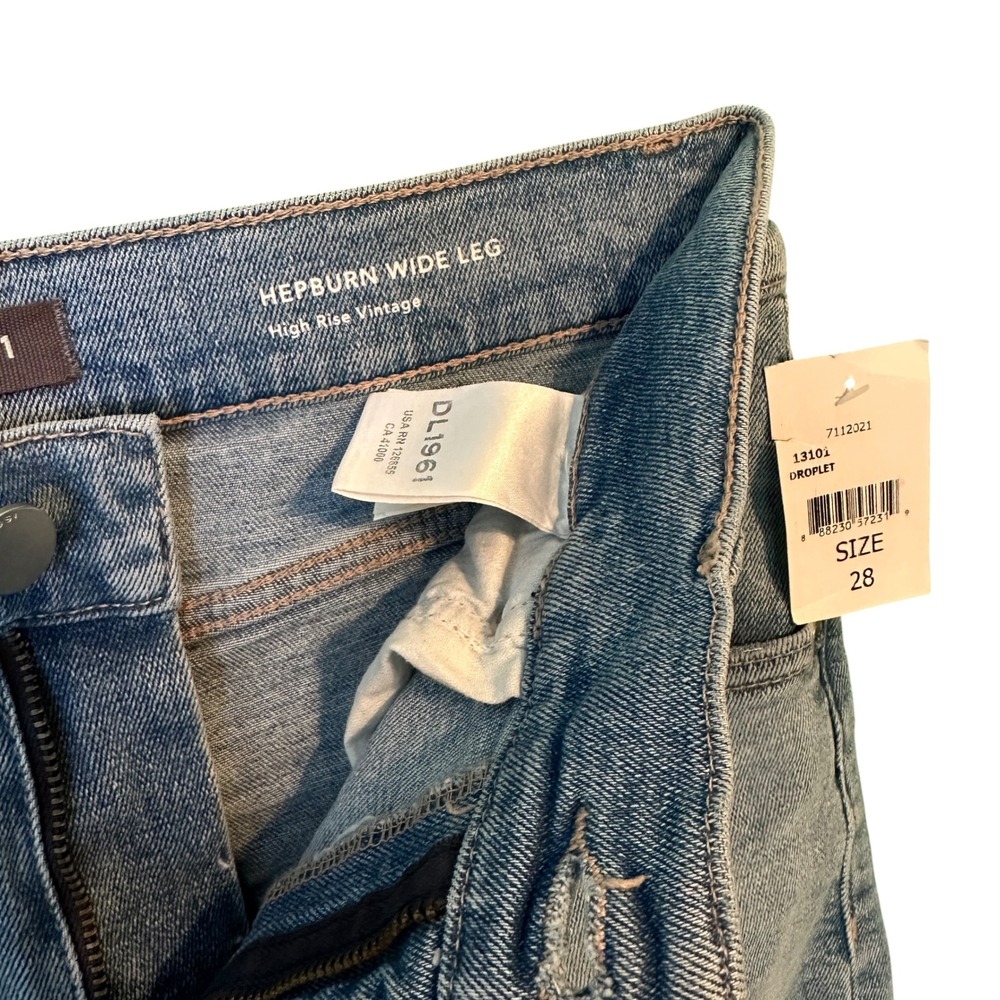 DL1961 Jeans Hepburn High Rise Wide Leg Droplet Light Wash 28 Droplet NWT - Picture 10 of 14